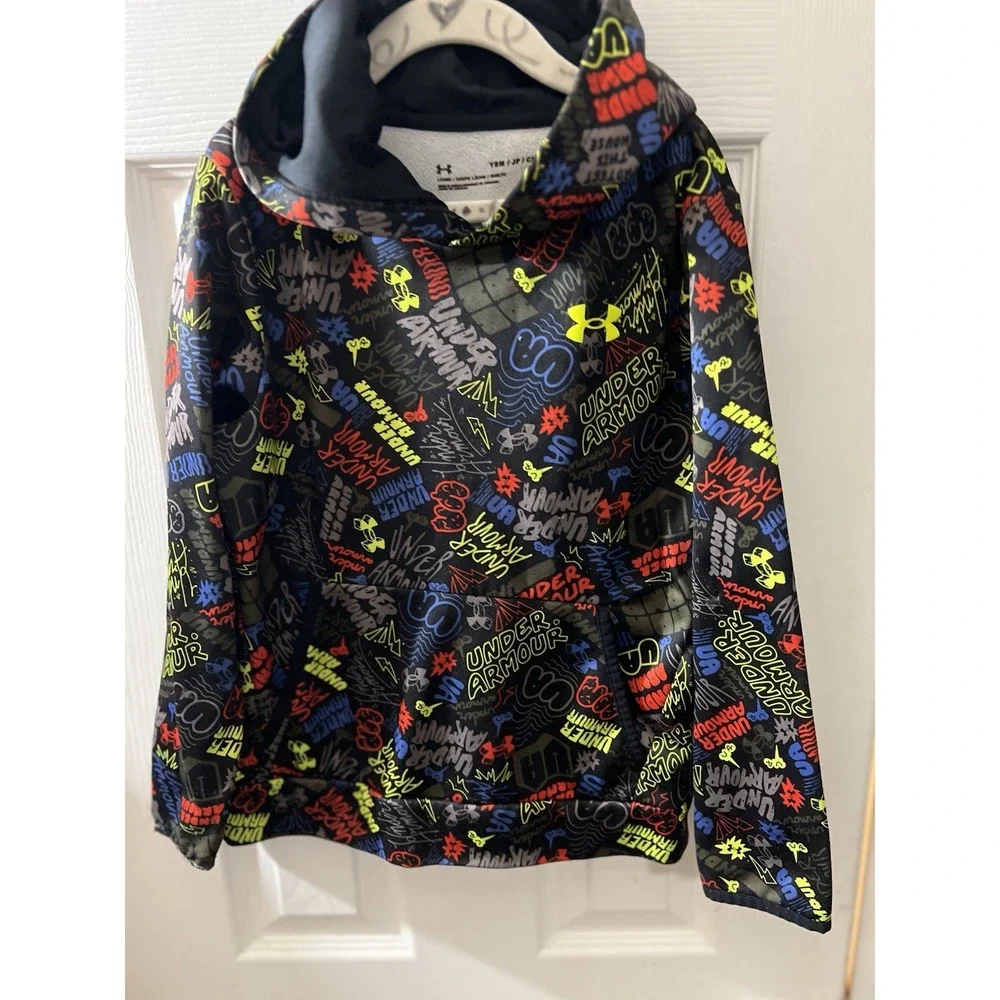 UNDER‎ ARMOUR Boys Scribble Fleece Hoodie Size Youth Small Loose Fit